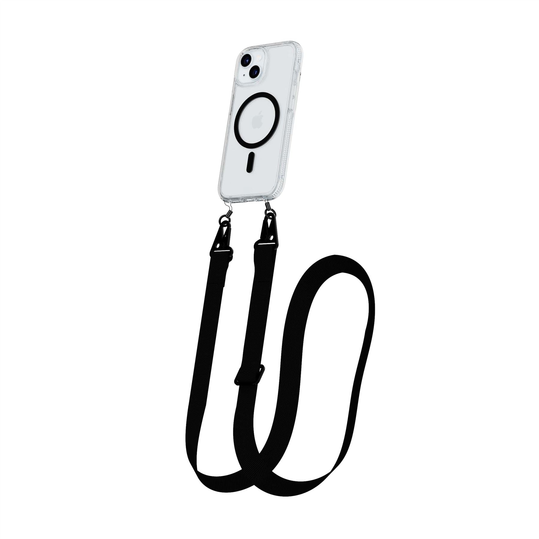 FlexQuartz - Apple iPhone 16e/15 Case MagSafe Compatible with Cross-Body - Black