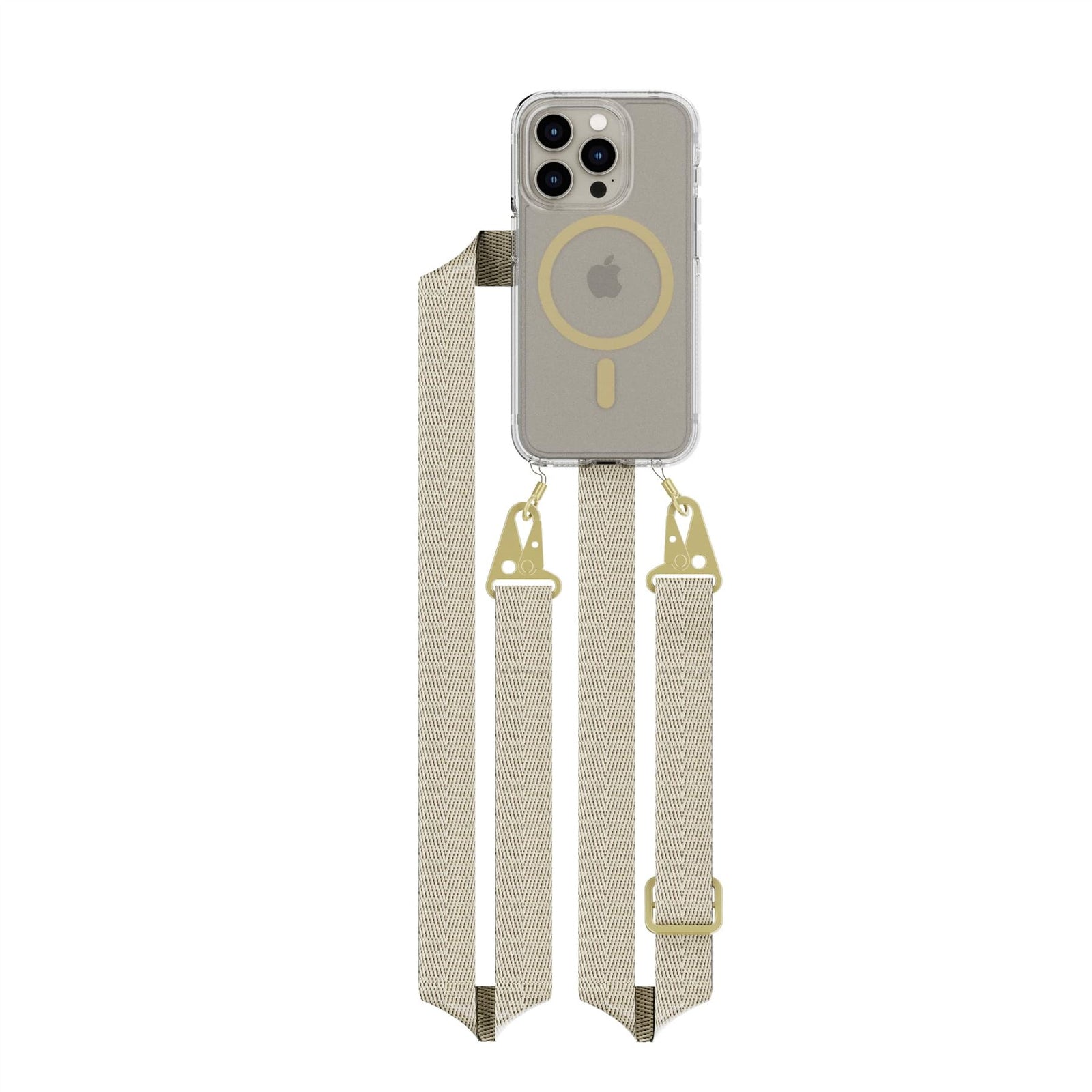 FlexQuartz - Apple iPhone 15 Pro Case MagSafe Compatible with Cross-Body - Gold