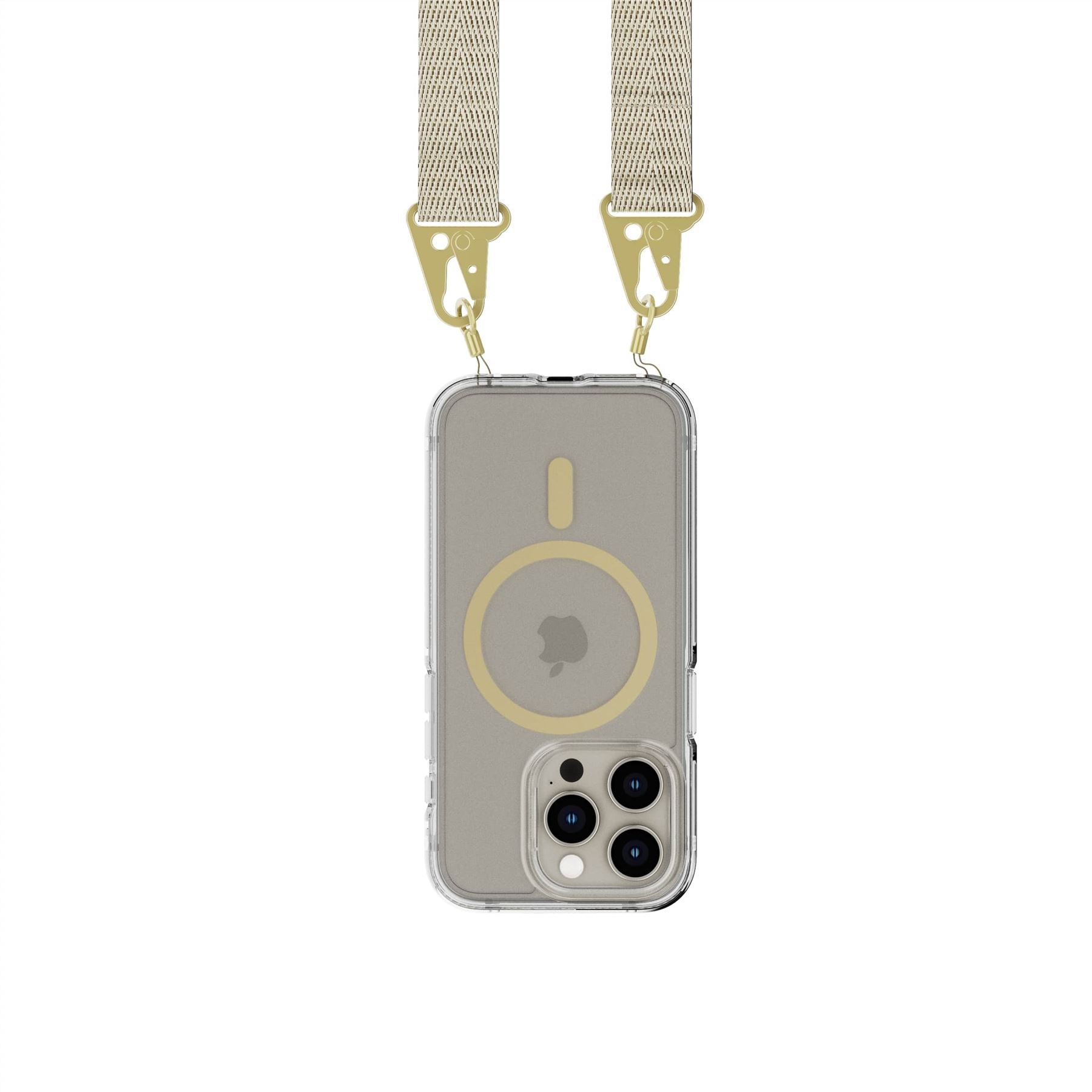 FlexQuartz - Apple iPhone 15 Pro Case MagSafe Compatible with Cross-Body - Gold
