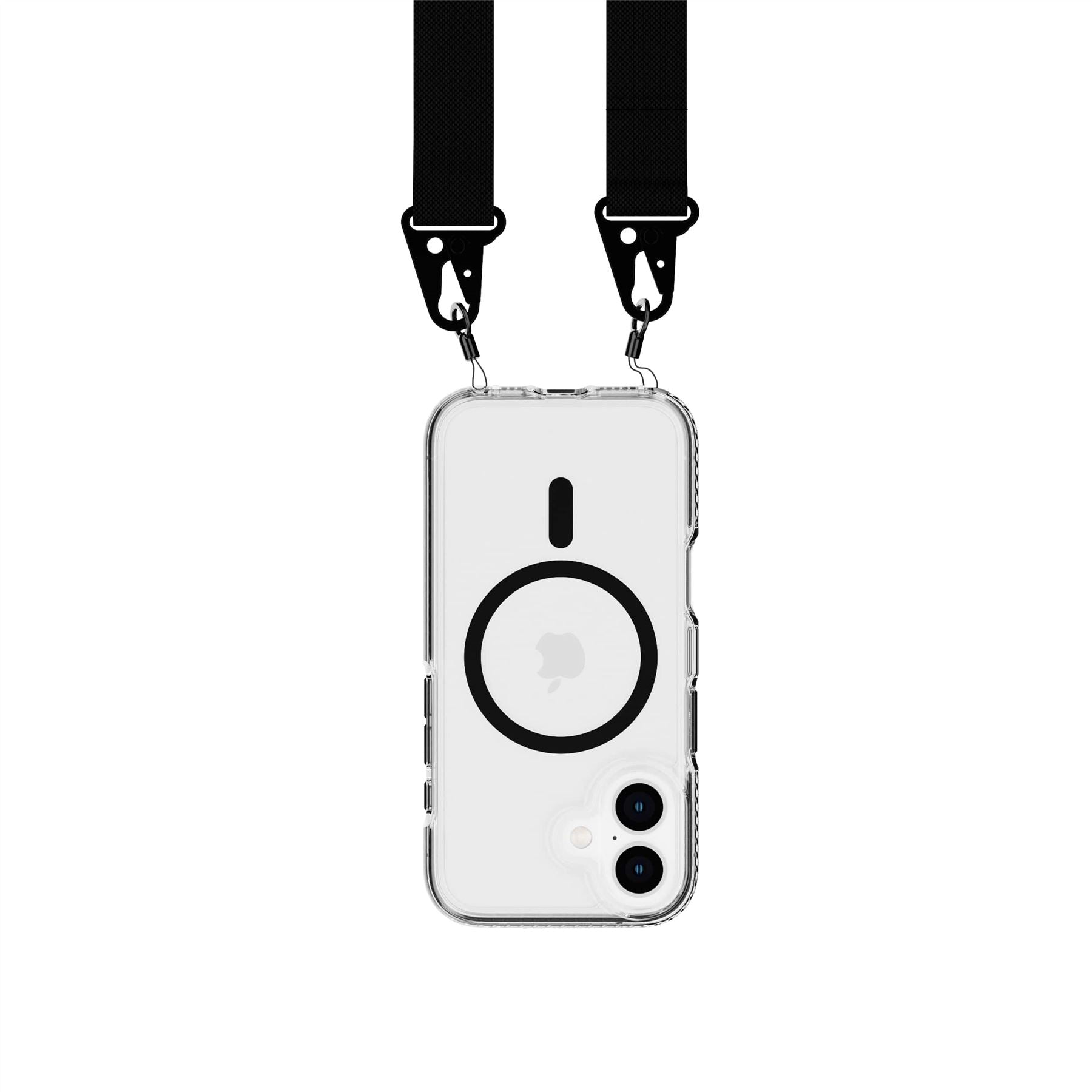 EvoCrystal - Apple iPhone 16 Case with Cross-Body - Black