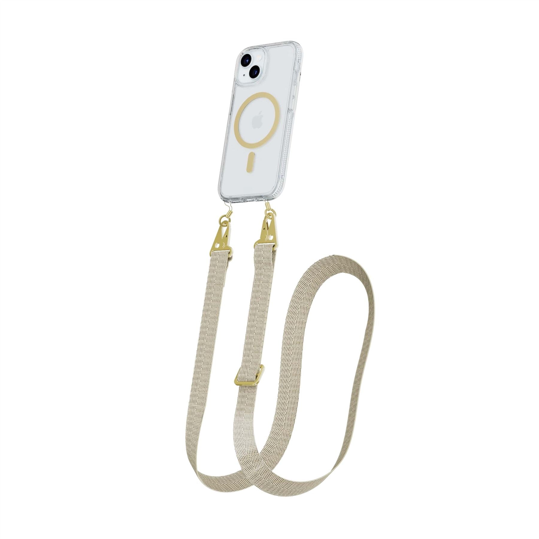 FlexQuartz - Apple iPhone 16e/15 Case MagSafe Compatible with Cross-Body - Gold