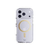 View of the back of the phone case from straight on with phone inside#color_metallic-gold