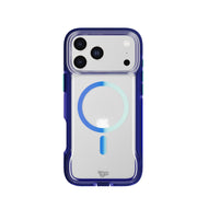 View of the back of the phone case from straight on with phone inside#color_electric-blue-jelly-mint