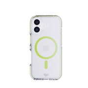 View of the back of the phone case from straight on with phone inside#color_green-glow-in-the-dark-magsafe-ring