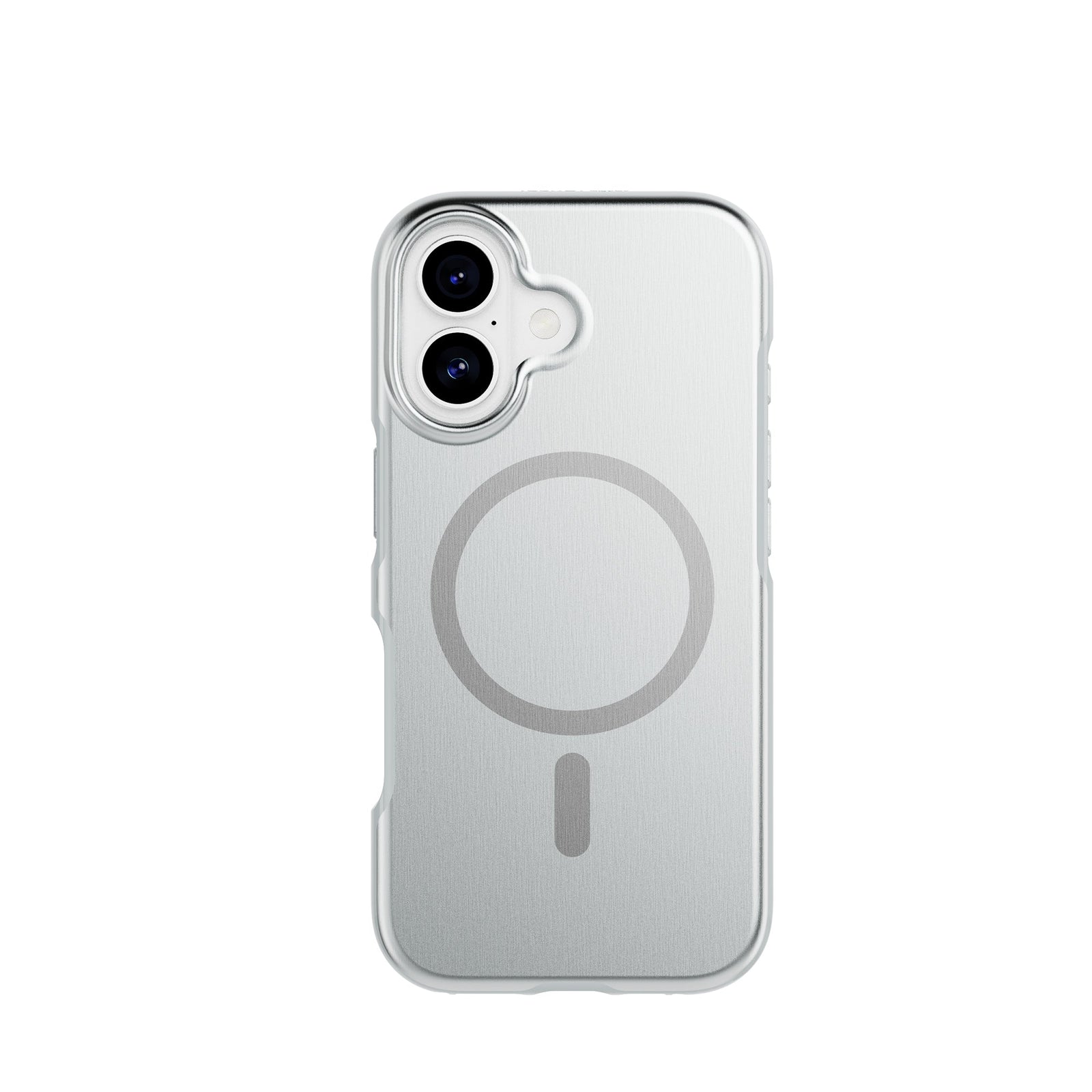 View of the back of the phone case from straight on with phone inside#color_titanium