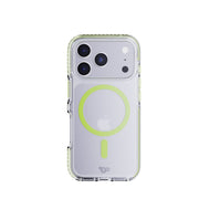 View of the back of the phone case from straight on with phone inside#color_green-glow-in-the-dark-magsafe-ring