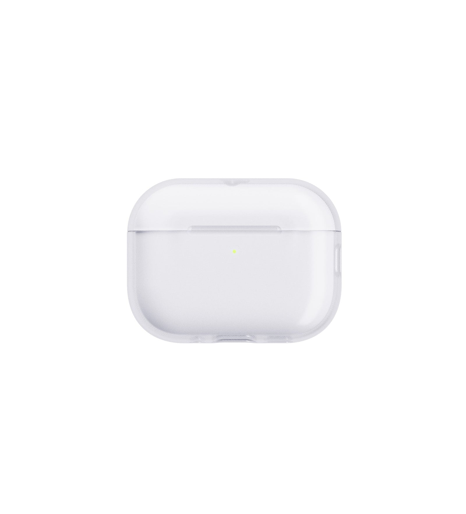 Straight-on view of front of AirPods case with lid closed#color_clear