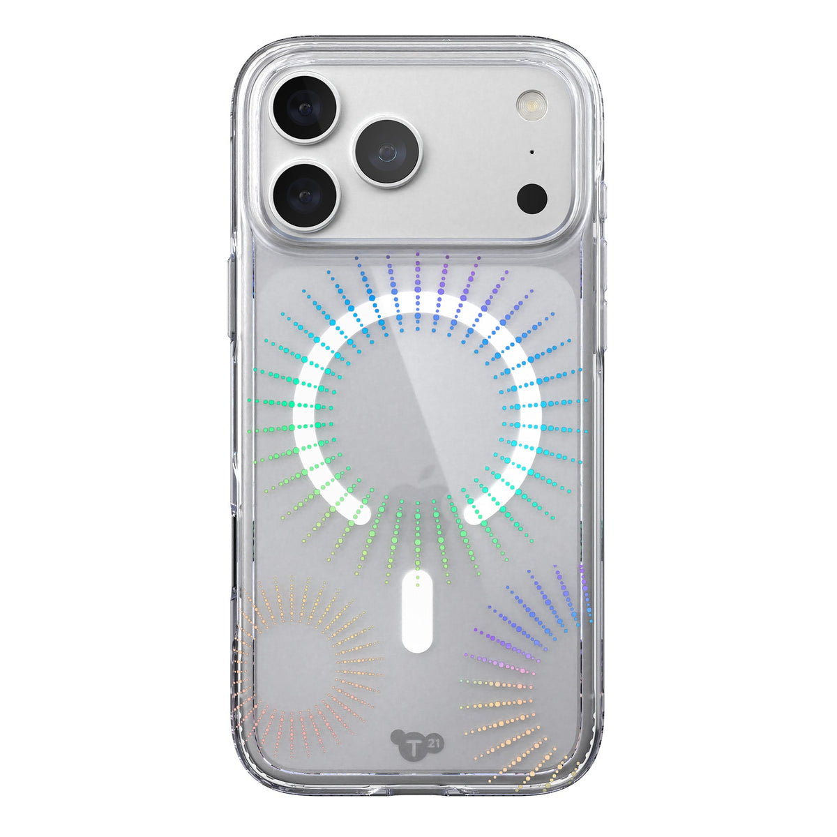 View of the back of the phone case from straight on with phone inside#color_lunar