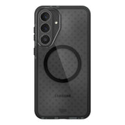 View of the back of the phone case from straight on with phone inside#color_smokey-black