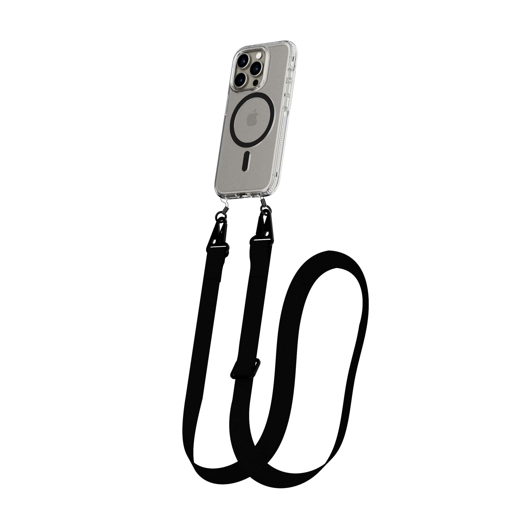 FlexQuartz - Apple iPhone 15 Pro Case MagSafe Compatible with Cross-Body - Black