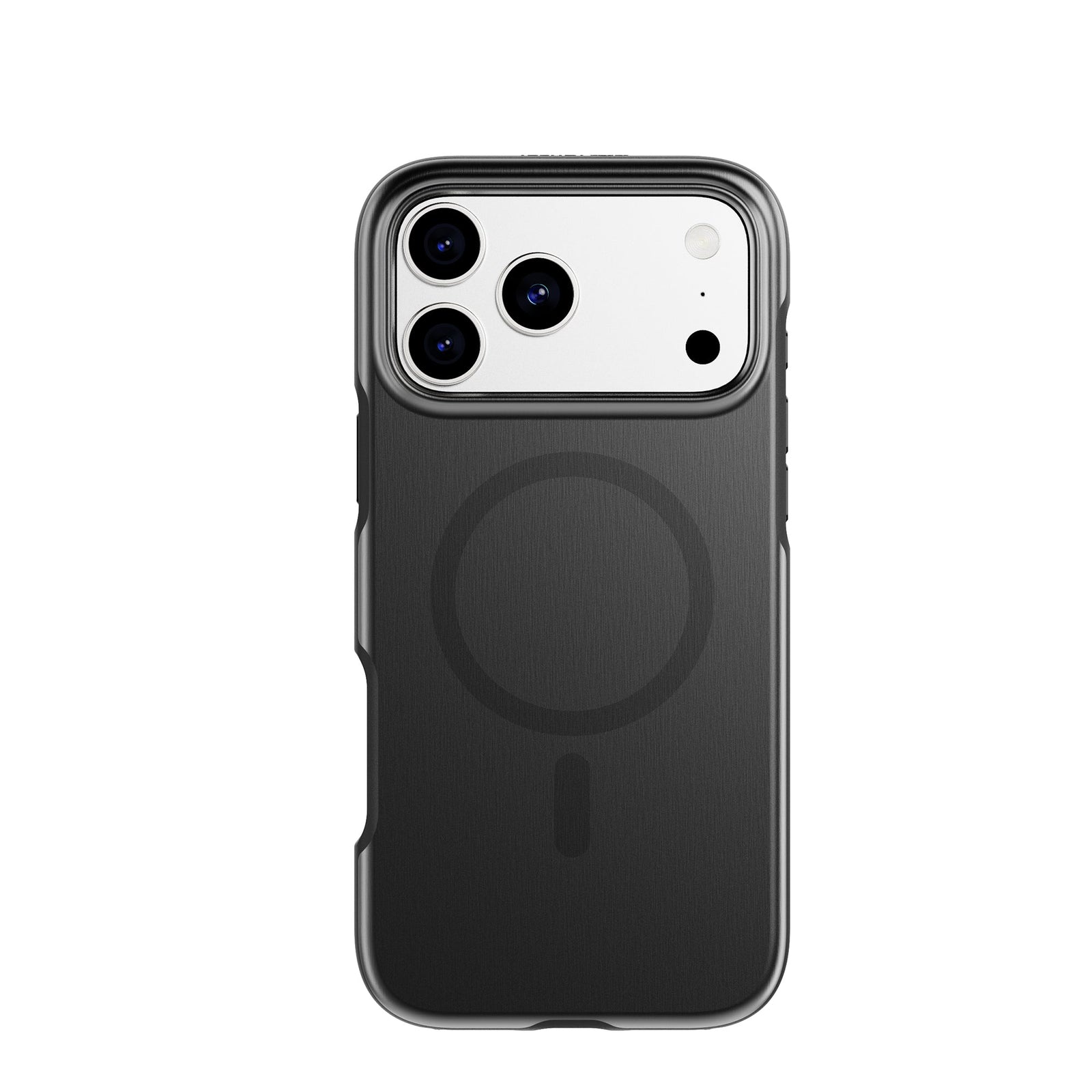 View of the back of the phone case from straight on with phone inside#color_black