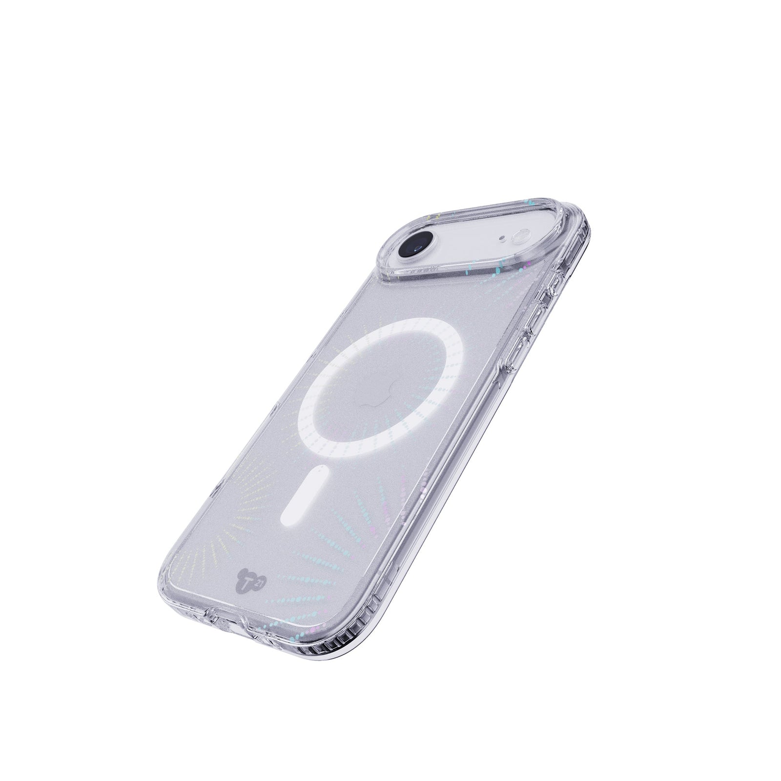 Tilted three-quarter tilted view of back of phone case with phone inside#color_lunar