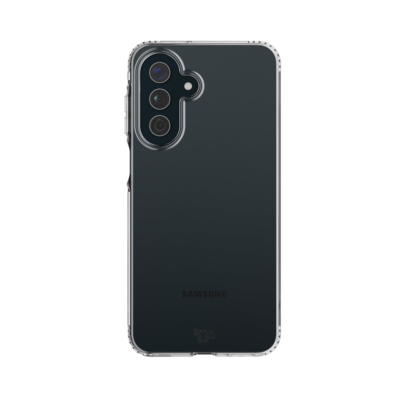 View of the back of the phone case from straight on with phone inside#color_clear