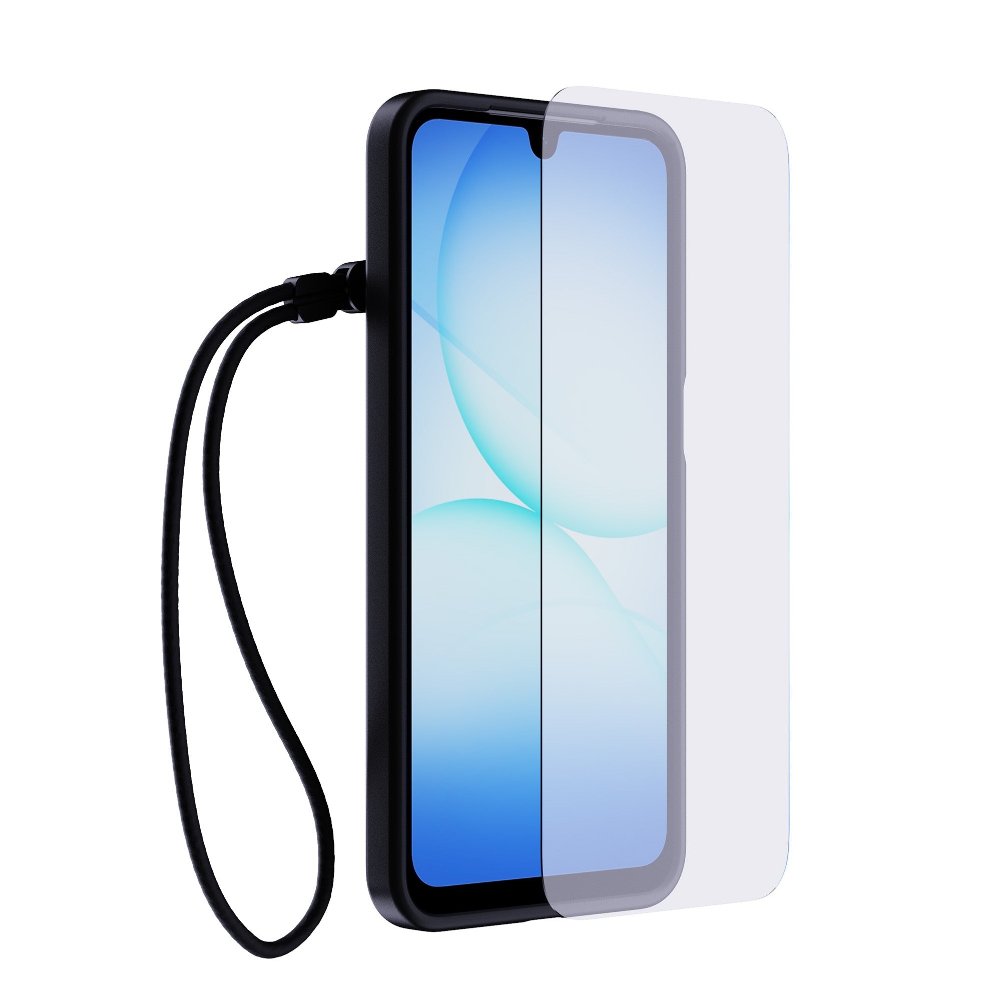 EvoLite + Tempered Glass + Lanyard - Samsung Galaxy A17/A17 5G 3-in-1 Bundle - Black