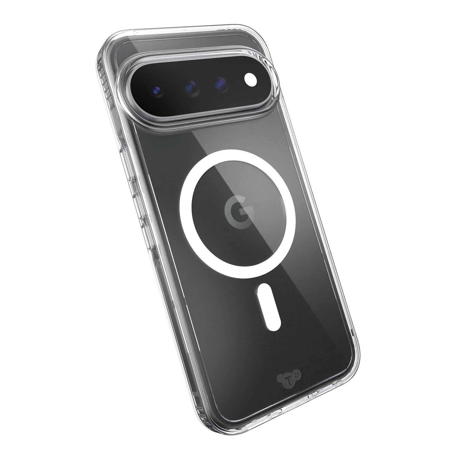 Tilted three-quarter angled view of back of phone case#color_clear