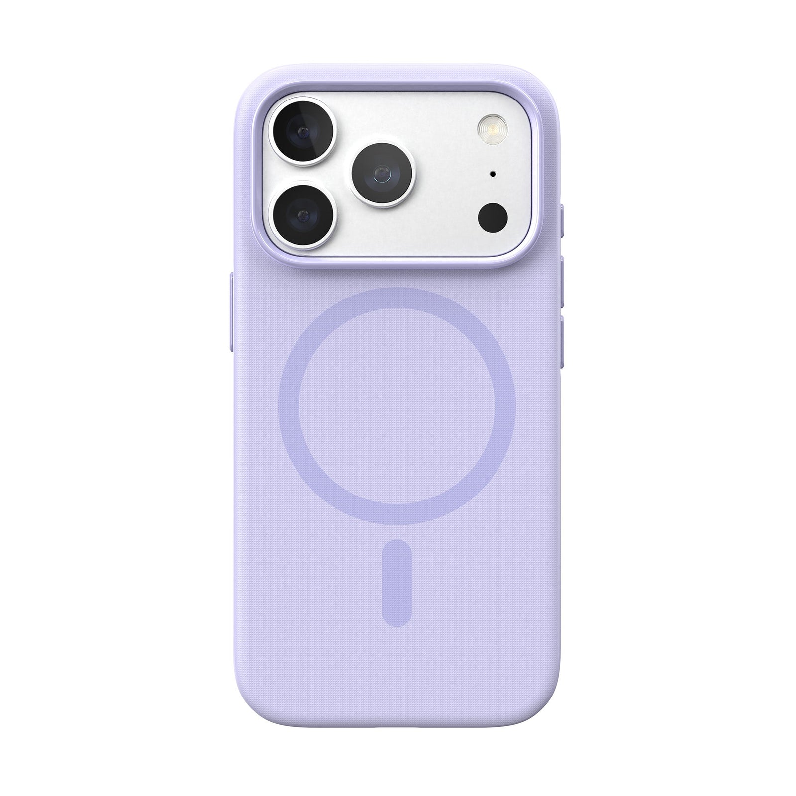 View of the back of the phone case from straight on with phone inside#color_lilac