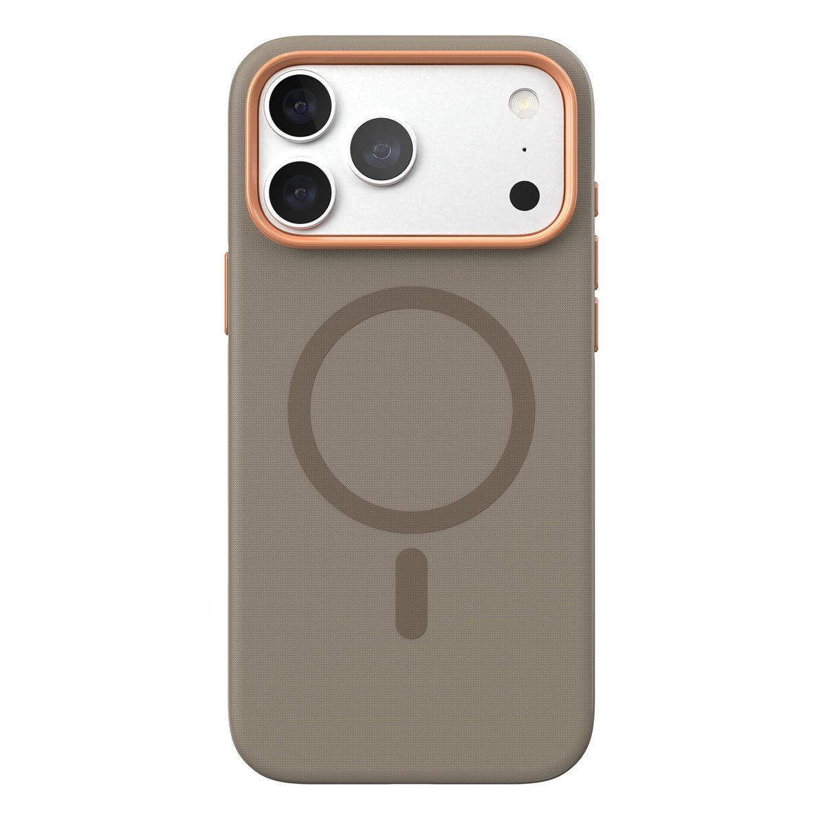 View of the back of the phone case from straight on with phone inside#color_espresso