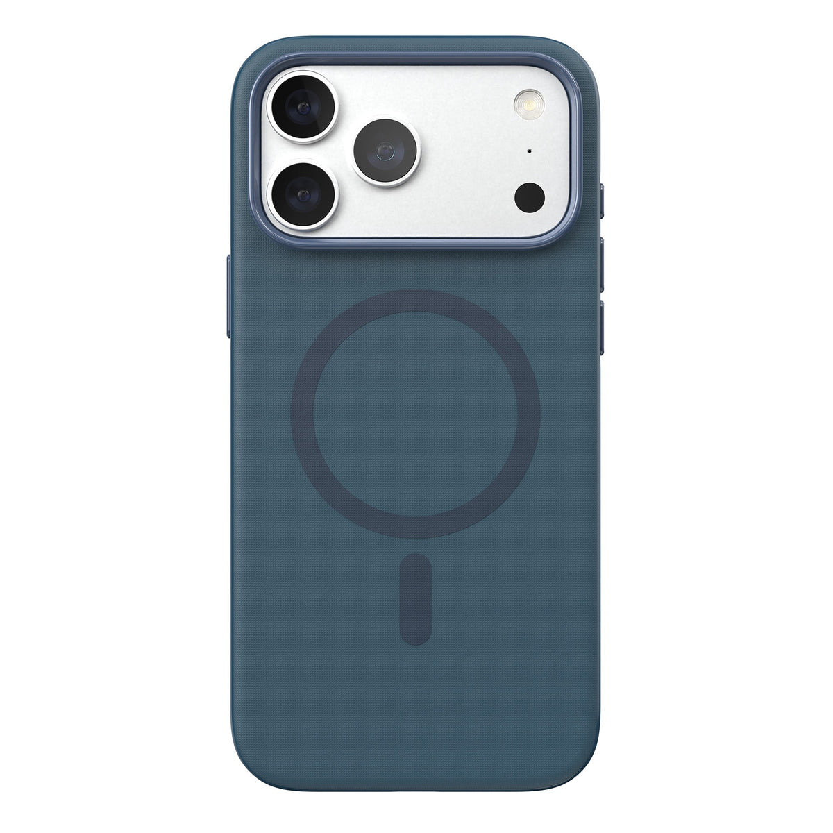 View of the back of the phone case from straight on with phone inside#color_deep-sea